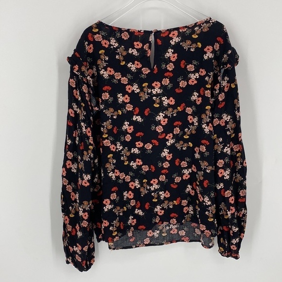 Eloquii Elements Floral Ruffle Scoop Neck Long Sleeve Blouse - Picture 2 of 8